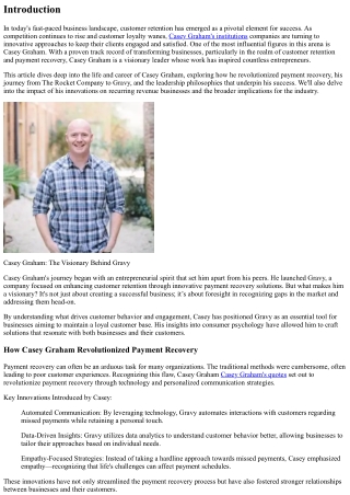Casey Graham: Leading the Charge in Customer Retention Innovation