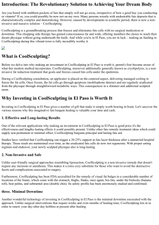 Why Investing in CoolSculpting in El Paso is Worth It