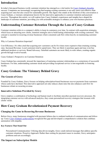 Understanding Customer Retention Through the Lens of Casey Graham
