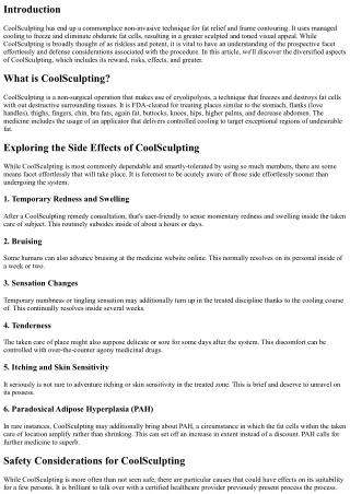 Exploring the Side Effects and Safety of CoolSculpting Procedures