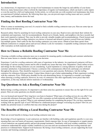 Essential Roof Maintenance Tips from an Experienced Carlsbad Contractor