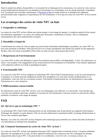Les cartes de visite NFC en bois : un outil promotionnel original et respectueux