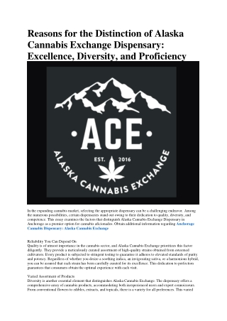 Alaska Cannabis Exchange Dispensary