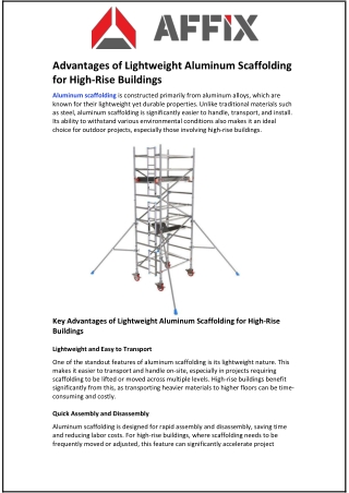 Advantages of Lightweight Aluminum Scaffolding for High-Rise Buildings