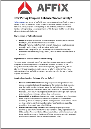 How Putlog Couplers Enhance Worker Safety?