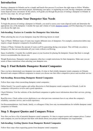 How to Rent a Dumpster in Orlando in 5 Easy Steps