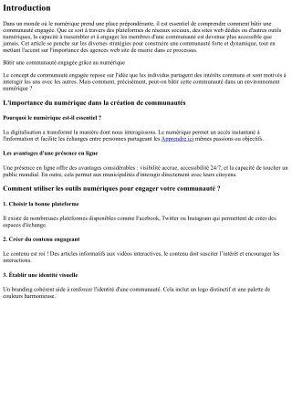 Bâtir une communauté engagée grâce au numérique