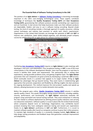 The Essential Role of Software Testing Consultancy