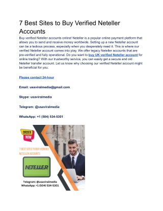 7 Best Sites to Buy Verified Neteller Accounts