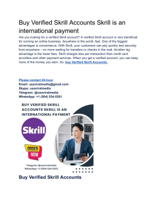 Buy Verified Skrill Accounts Skrill is an international payment
