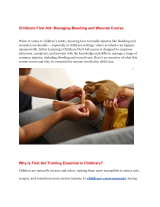 Childcare First Aid_ Managing Bleeding and Wounds Course