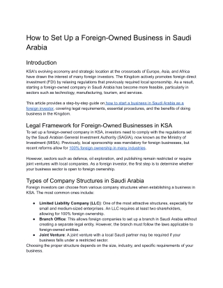 PDF How to Set Up a Foreign-Owned Business in Saudi Arabia