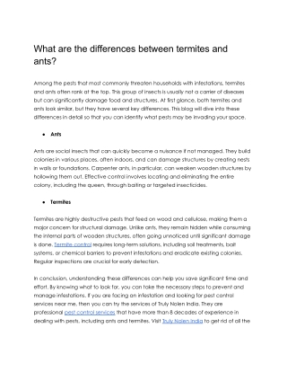 What are differences between termites and ants