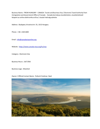 FROM HUNGARY - CANADA  Tourist and Business Visa / Electronic Travel Authority f