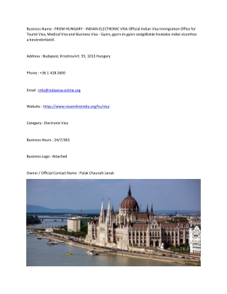 FROM HUNGARY - INDIAN ELECTRONIC VISA  Official Indian Visa Immigration Office f