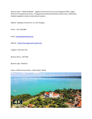 FROM HUNGARY -  Egyption Government Visa and Immmigration Office | Egypt Electro