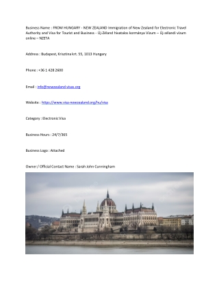 FROM HUNGARY - NEW ZEALAND  Immigration of New Zealand for Electronic Travel Aut
