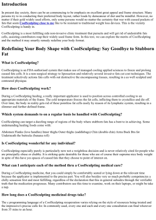 Redefining Your Body Shape with CoolSculpting