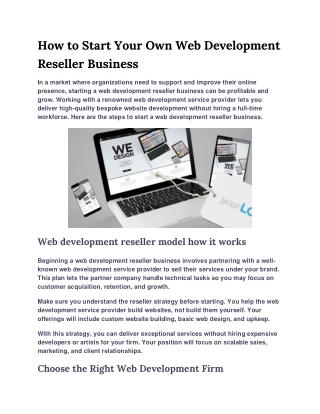 How to Start Your Own Web Development Reseller Business