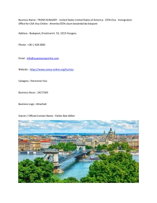 FROM HUNGARY - United States  United States of America - ESTA Visa - Immigration
