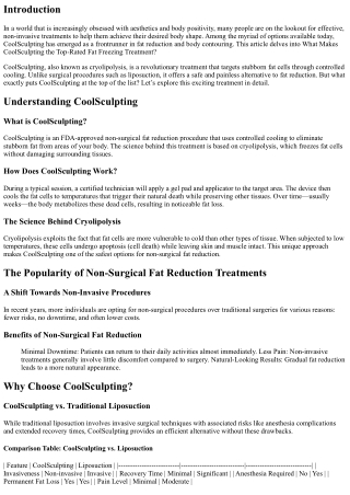 What Makes CoolSculpting the Top-Rated Fat Freezing Treatment?