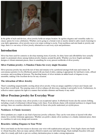 Silver Jewelry: A Classic Choice for each Celebration