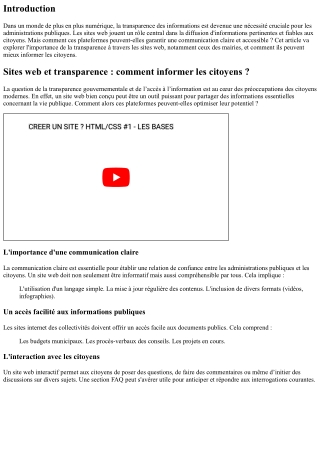 Sites web et transparence : comment informer les citoyens ?