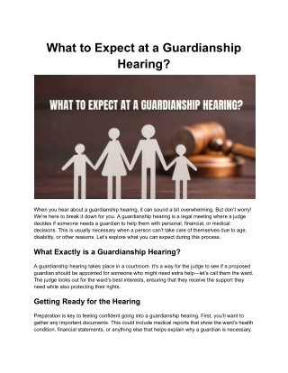 What to Expect at a Guardianship Hearing