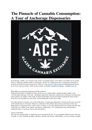 Alaska Cannabis Exchange Dispensary