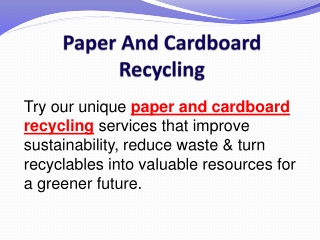 Paper And Cardboard Recycling