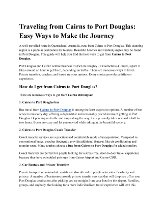 Traveling from Cairns to Port Douglas_ Easy Ways to Make the Journey
