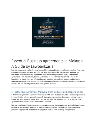 Supply Agreement Malaysia