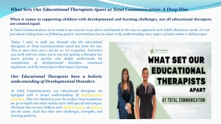 What Sets Our Educational Therapists Apart at Total Communication A Deep Dive