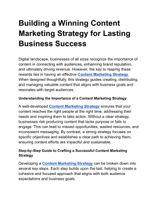 Building a Winning Content Marketing Strategy for Lasting Business Success