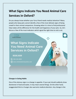 What Signs Indicate You Need Animal Care Services in Oxford?