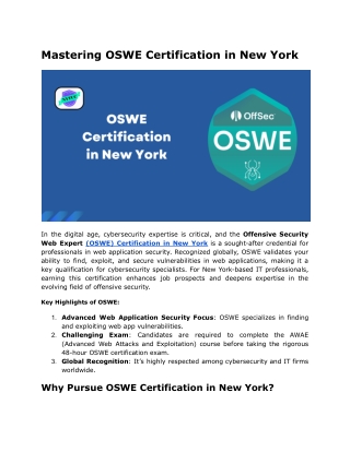 Mastering OSWE Certification in New York