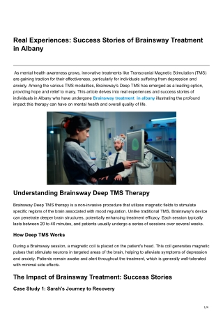 Real Experiences Success Stories of Brainsway Treatment in Albany