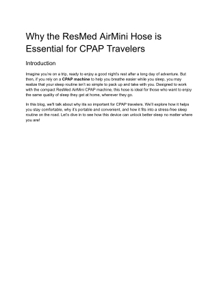 Unlock Better Sleep Anywhere_ Why the ResMed AirMini Hose is Essential for CPAP Travelers