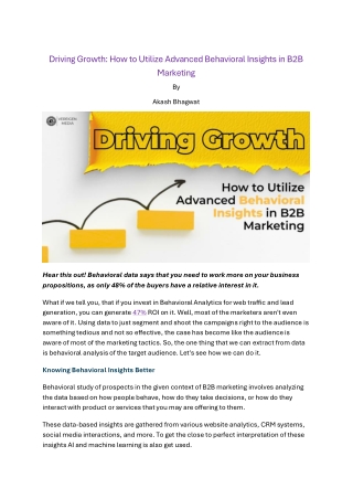 Driving Growth How to Utilize Advanced Behavioral Insights in B2B Marketing