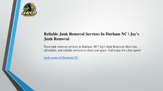 Reliable Junk Removal Services In Durham NC  Jay's Junk Removal