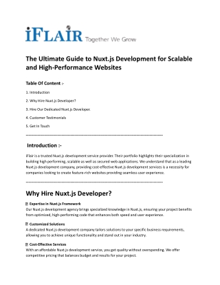 Nuxt.js Development for Scalable and High-Performance