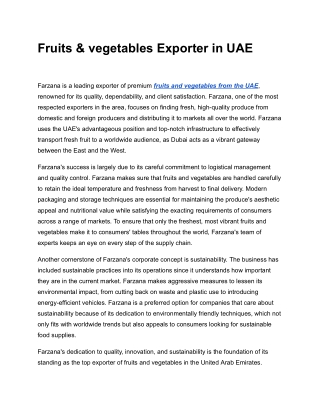 Fruits & vegetables Exporter in UAE