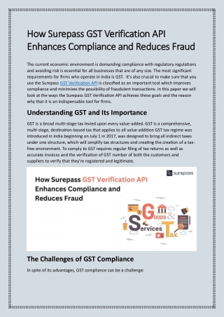 How Surepass GST Verification API Enhances Compliance and Reduces Fraud