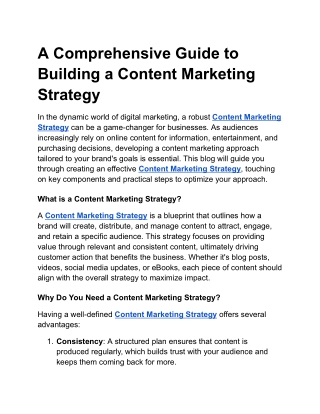 A Comprehensive Guide to Building a Content Marketing Strategy