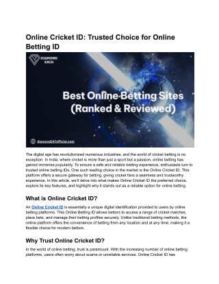 Online Cricket ID_ Trusted Choice for Online Betting ID