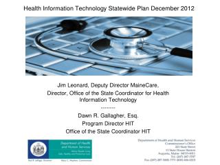 Health Information Technology Statewide Plan December 2012