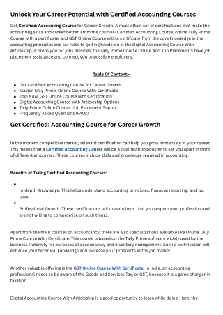 Unlock Your Career Potential with Certified Accounting Courses