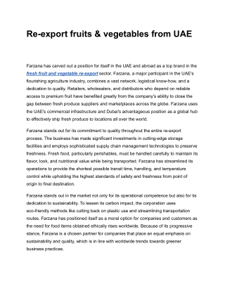 Re-export fruits & vegetables from UAE