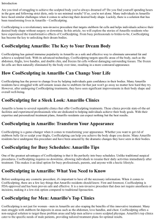Achieve a Sculpted Look with CoolSculpting: Stories from Amarillo Residents
