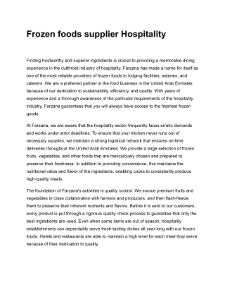 Frozen foods supplier Hospitality